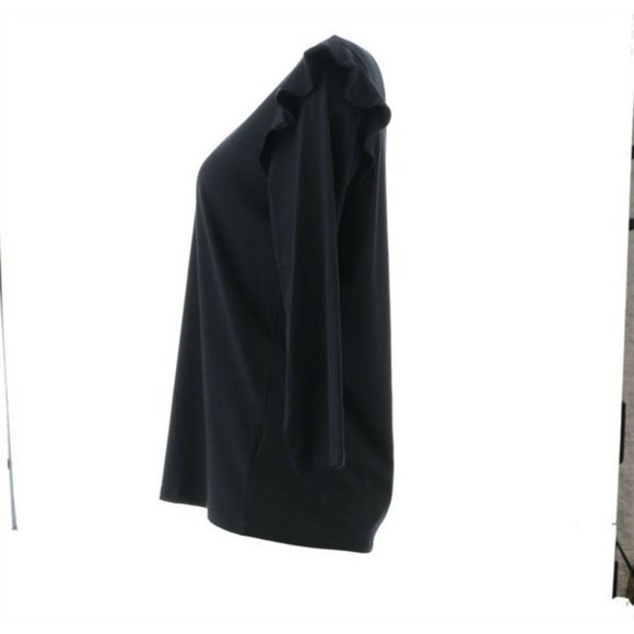 NWT LANDS' END RUFFLE SHOULDER TOP BLACK PS (PETITE SMALL) 6-8 - Picture 3 of 9